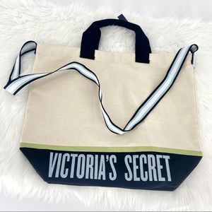NWT VICTORIA’S SECRET ll Cream Canvas Tote Bag